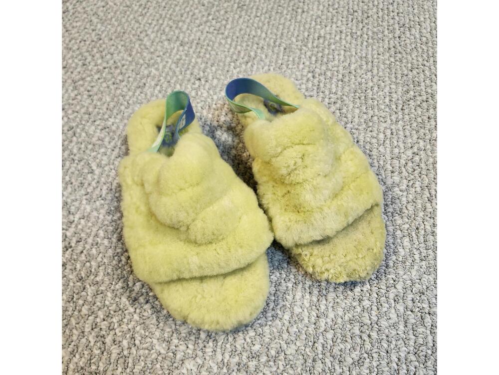 UGG Fluff Yeah Slide Yellow Shearling Slippers Women's Size 6